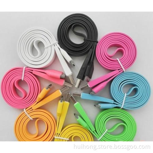 for Apple iPhone iPod Flat Noodles Line Colorful USB Charging Line 6 Core Cable Line